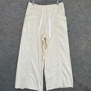 Maeve Anthropologie Linen Blend Wide Leg Pants Womens Large Relaxed Cargo High